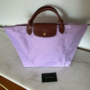 Longchamp Le Pliage Lavender - Medium with Short Handles